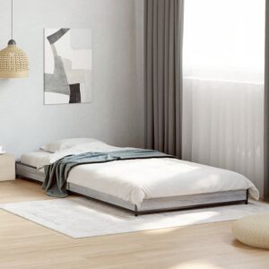 17 Stories Vidaxl Bed Frame Engineered Wood And Metal Grey Sonoma Small Single (2'6)