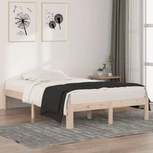 17 Stories Bed Frame Solid Wood Natural Small Double (4')