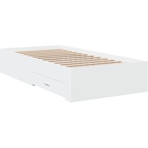 17 Stories Vidaxl Bed Frame With Drawers Engineered Wood White Small Single (2'6)