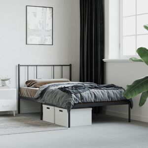 Latitude Run Metal Bed Frame With Headboard Black 183X213 Cm Black 100 x 190cm