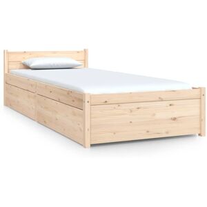 ClassicLiving Bed With Drawers Gray 75X190 Cm 2FT6 Small Single Beige 51cm H X 80.5cm W X 195.5cm L