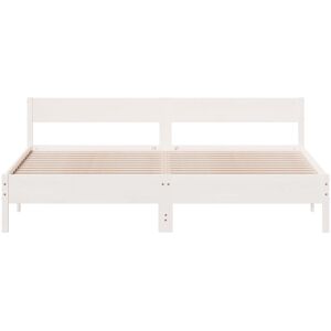 Marlow Home Co. Vidaxl Bed Frame With Headboard Solid Wood Pine White Super King (6')