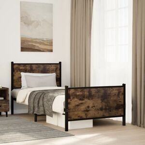 Borough Wharf Metal Bed Frame Without Mattress Smoked Oak 75X190 Cm Small Single Smoked oak 91.5cm H X 80cm W X 196cm L