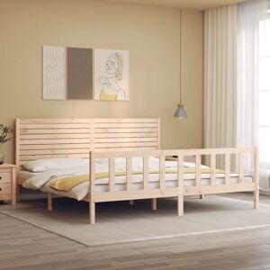 Latitude Run Bed Frame with Headboard Natural European Double (140 x 200cm)