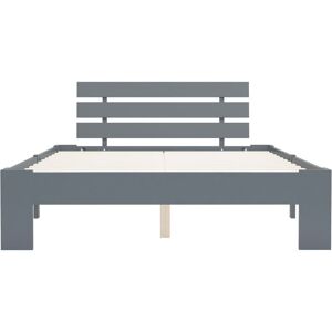 Latitude Run vidaXL Bed Frame Solid Pine Wood Grey European Double (140 x 200 cm)
