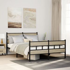 Borough Wharf Metal Bed Frame Without Mattress Smoked Oak 120X190 Cm Small Double Sonoma Oak 91.5cm H x 207cm W x 146cm D