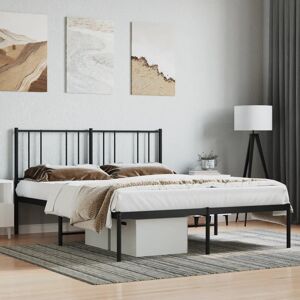 Latitude Run Metal Bed Frame With Headboard Black 183X213 Cm Black Small Double (4')