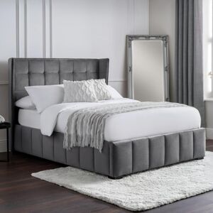 Rosalind Wheeler Palmira Upholstered Bed Frame Grey Double (4'6)