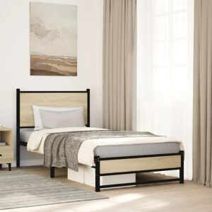 Borough Wharf Metal Bed Frame Without Mattress Sonoma Oak 75X190 Cm Small Single Sonoma oak 91.5cm H X 80cm W X 196cm L