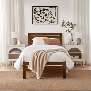 Furniture Box Dilay Classic Solid Wood Bed Frame - Simple Scandi Design, Modern Home Walnut 90cm H X 97cm W X 196.8cm L