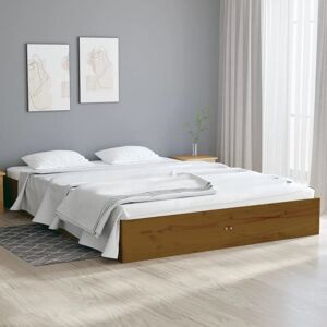 Latitude Run Bed Frame Solid Wood Honey Brown Double (4'6)