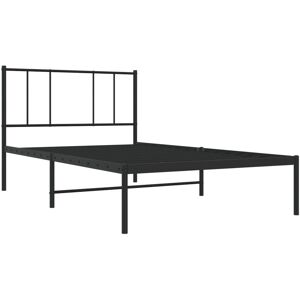 Latitude Run Metal Bed Frame With Headboard Black 183X213 Cm Black Small Single (2'6)