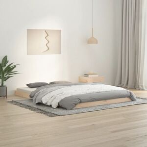 17 Stories Bed Frame Solid Wood natural European Double (140 x 200cm)