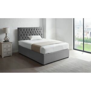 Bloomsbury Market 4FT6 Double Grey Suede Divan Bed Set with 20'' Headboard & 10'' Spring Memory foam Mattress Jaquish