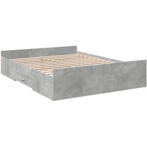 17 Stories Vidaxl Bed Frame With Drawers Concrete Grey Kingsize (5')