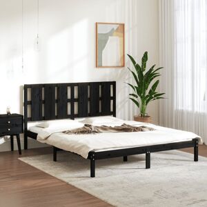 Ebern Designs Bed Frame Solid Wood Black Kingsize (5')