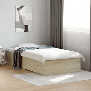 17 Stories Vidaxl Bed Frame With Drawers Engineered Wood Sonoma Oak Small Single (2'6)