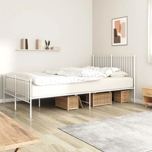 Ebern Designs Metal Bed Frame with Headboard and Footboard White 107x203 cm White King (5')