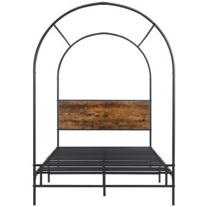 Borough Wharf Metal Canopy Bed Industrial Style Brown Double (4'6)
