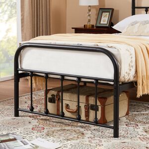Brambly Cottage Single Double Size Metal Bed Frame with Headboard and Footboard, Victorian Style Platform Bed Frame, Mattress Foundation, No Box Spring, Black (Mattre Black European Single (90 x 200 cm)