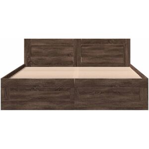 Latitude Run Bed Frame With Headboard Without Mattress Smoked Oak 140X200 Cm Brown Oak European Kingsize (160 x 200 cm)