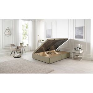 17 Stories Etheral Side Opening Storage Ottoman Bed Base Hydraulic Lift Linen Fabric Wheat Super King (6')