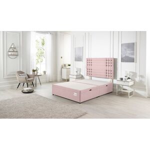 Ebern Designs Luxara Solid Wood Ottoman Bed Side Opening with Upholstered Headboard Plush Velvet Pink Small Double (4')