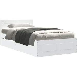 Latitude Run Bed Frame With Headboard Without Mattress Smoked Oak 140X200 Cm White European Single (90 x 200 cm)
