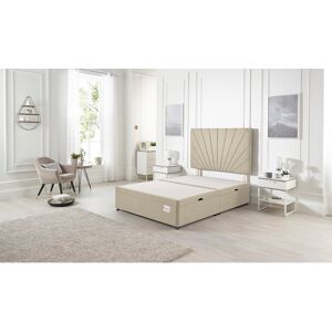 Marlow Home Co. Etheral Side Opening Ottoman Storage Bed with Upholstered Headboard Tweed Fabric Natural Super King (6')