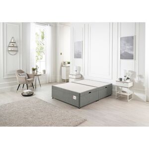 Ebern Designs Luxara Solid Wood Side Opening Ottoman Bed Frame Tweed Fabric Grey Super King (6')