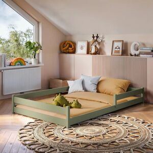 Harriet Bee Montessori Wooden Bed Zofia EU Small Double – Floor-Hugging Graphite Pine, Open Secure Frame & Slat Kit Olive Harriet Bee Montessori Wooden Bed Zofia EU Small Double – Floor-Hugging Graphite Pine, Open Secure Frame & Slat Kit Olive