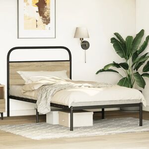 Borough Wharf Vidaxl Metal Bed without Mattress Sonoma Oak 100 x 200cm Borough Wharf Vidaxl Metal Bed without Mattress Sonoma Oak 100 x 200cm