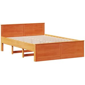 ClassicLiving Bed Frame Without Mattress With Headboard 200X200 Cm Solid Wood Pine Wax Brown European Double (140 x 200cm) ClassicLiving Bed Frame Without Mattress With Headboard 200X200 Cm Solid Wood Pine Wax Brown European Double (140 x 200cm)
