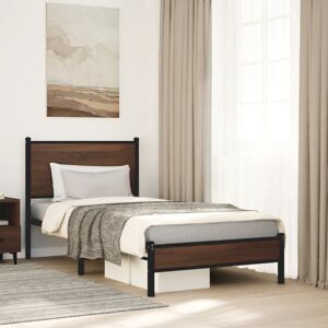 Borough Wharf Metal Bed Frame Without Mattress Brown Oak Brown oak 91.5cm H X 95cm W X 207cm L Borough Wharf Metal Bed Frame Without Mattress Brown Oak Brown oak 91.5cm H X 95cm W X 207cm L