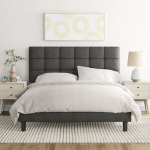 Yaheetech Size Modern Upholstered Bed Frame with Adjustable Square Tufted Headboard Dark Grey Double (4'6) Yaheetech Size Modern Upholstered Bed Frame with Adjustable Square Tufted Headboard Dark Grey Double (4'6)
