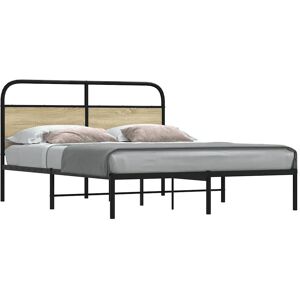 Borough Wharf Vidaxl Metal Bed without Mattress Sonoma Oak European Kingsize (160 x 200cm) Borough Wharf Vidaxl Metal Bed without Mattress Sonoma Oak European Kingsize (160 x 200cm)