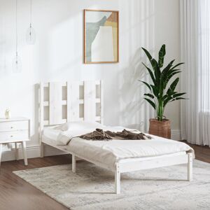 Ebern Designs Bed Frame Solid Wood White European Single (90 x 200 cm) Ebern Designs Bed Frame Solid Wood White European Single (90 x 200 cm)