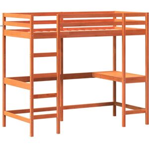 Harriet Bee Loft Bed With Desk White 80X200 Cm Solid Wood Pine Wax brown European Single (90 x 200cm) Harriet Bee Loft Bed With Desk White 80X200 Cm Solid Wood Pine Wax brown European Single (90 x 200cm)