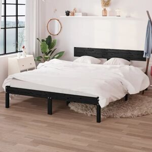 Ebern Designs Bed Frame Solid Wood black 140 x 200cm Ebern Designs Bed Frame Solid Wood black 140 x 200cm