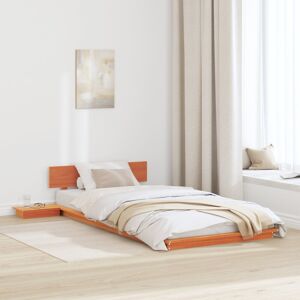 ClassicLiving Floor Bed Frame With Bedside Tables White 150X200cm Solid Wood Wax Brown European Single (90 x 200 cm) ClassicLiving Floor Bed Frame With Bedside Tables White 150X200cm Solid Wood Wax Brown European Single (90 x 200 cm)