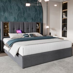 Lark Manor Upholstered Bed With Wireless Charging Grey 180 x 200 cm Lark Manor Upholstered Bed With Wireless Charging Grey 180 x 200 cm