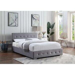 Hykkon Nellie Upholstered Bed Frame brown/gray 87.0 H x 152.0 W x 192.0 D cm