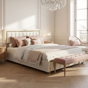 Canora Grey Velvet Ottoman Bed, Glam Upholstered Storage Frame With Trim Beige European Double (140 x 200 cm) Canora Grey Velvet Ottoman Bed, Glam Upholstered Storage Frame With Trim Beige European Double (140 x 200 cm)