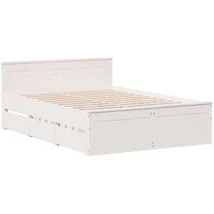 ClassicLiving Bed Frame Without Mattress With Headboard 200X200 Cm Solid Wood Pine White Kingsize (5') ClassicLiving Bed Frame Without Mattress With Headboard 200X200 Cm Solid Wood Pine White Kingsize (5')
