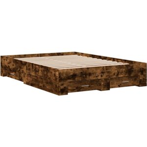 Alpen Home Yamna Engineered Wood Bed Frame Smoked Oak DE Size - 140 x 190 cm Alpen Home Yamna Engineered Wood Bed Frame Smoked Oak DE Size - 140 x 190 cm