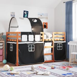 Harriet Bee Vidaxl Bunk Bed With Curtains Solid Wood Pine Light Brown/Black 75 x 190cm Harriet Bee Vidaxl Bunk Bed With Curtains Solid Wood Pine Light Brown/Black 75 x 190cm