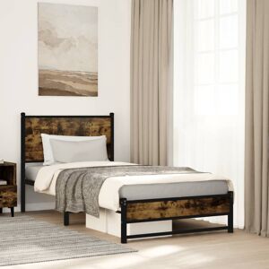 Borough Wharf Metal Bed Frame Without Mattress Smoked Oak 91.5cm H x 80cm W x 196cm L Borough Wharf Metal Bed Frame Without Mattress Smoked Oak 91.5cm H x 80cm W x 196cm L