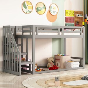 Harriet Bee Loft Bed 90X200 Cm With Safety Stairs, Solid Wood Frame With Slats White 145cm H X 95cm W X 253.4cm L Harriet Bee Loft Bed 90X200 Cm With Safety Stairs, Solid Wood Frame With Slats White 145cm H X 95cm W X 253.4cm L
