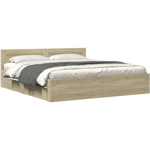 Latitude Run Bed Frame With Headboard Without Mattress Smoked Oak 140X200 Cm Sonoma Oak Super King (6') Latitude Run Bed Frame With Headboard Without Mattress Smoked Oak 140X200 Cm Sonoma Oak Super King (6')