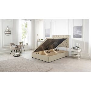 Rosalind Wheeler Orchid Side Lift Ottoman Divan Bed Base with Upholstered Headboard Tweed Fabric Natural Super King (6') Rosalind Wheeler Orchid Side Lift Ottoman Divan Bed Base with Upholstered Headboard Tweed Fabric Natural Super King (6')